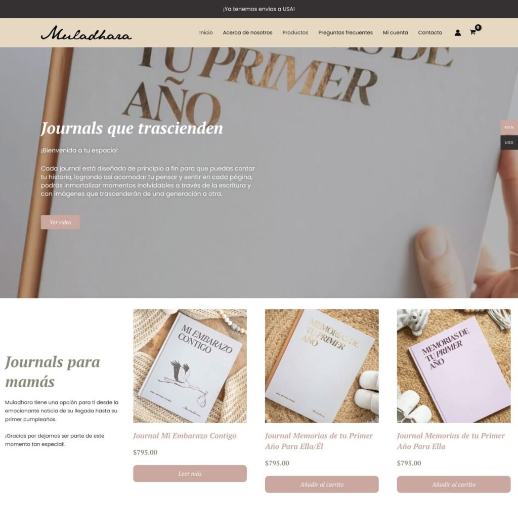 Diseño web tienda online Muladharajournals.com